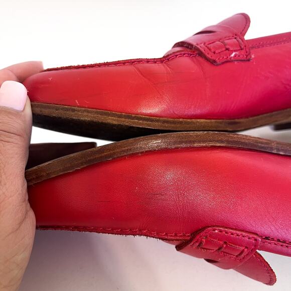 J Crew Ryan Womens Penny Loafers Size 11 Red Leather Preppy Academia School Girl - Picture 9 of 9